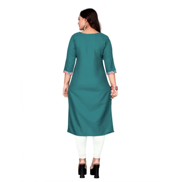 Women's Cotton Printed Straight Kurti (Turquoise Green)