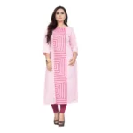 Women's Cotton Digital Print Straight Kurti (Light Pink)