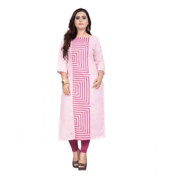 Women's Cotton Digital Print Straight Kurti (Light Pink)