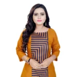 Women's Cotton Digital Print Straight Kurti (Mustard Yellow)