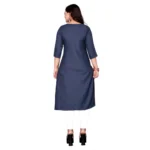 Women's Cotton Printed Straight Kurti (Navy Blue)