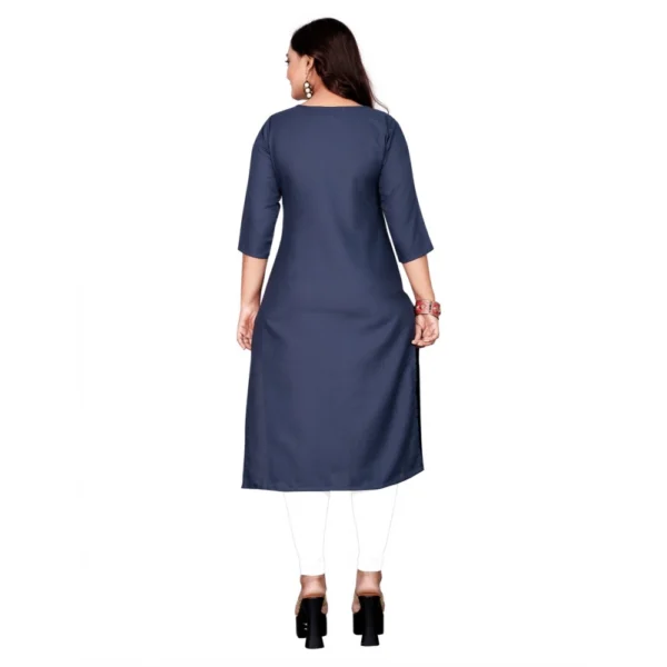 Women's Cotton Printed Straight Kurti (Navy Blue)