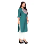 Women's Cotton Printed Straight Kurti (Turquoise Green)