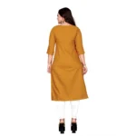 Women's Cotton Printed Straight Kurti (Mustard Yellow)