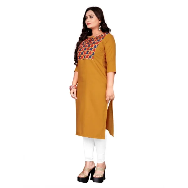 Women's Cotton Printed Straight Kurti (Mustard Yellow)