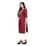 Women's Cotton Printed Straight Kurti (Maroon)