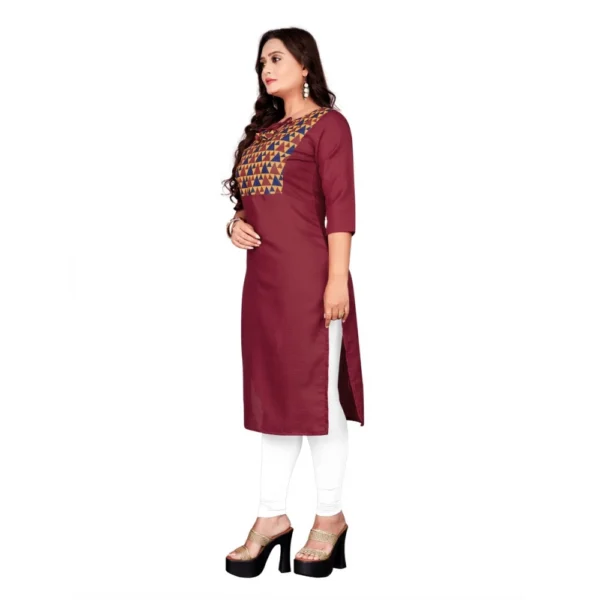 Women's Cotton Printed Straight Kurti (Maroon)