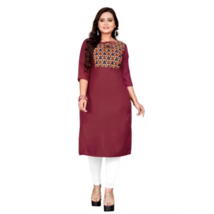 Women's Cotton Printed Straight Kurti (Maroon)