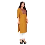 Women's Cotton Printed Straight Kurti (Mustard Yellow)
