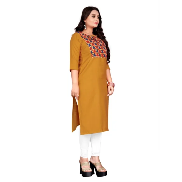 Women's Cotton Printed Straight Kurti (Mustard Yellow)