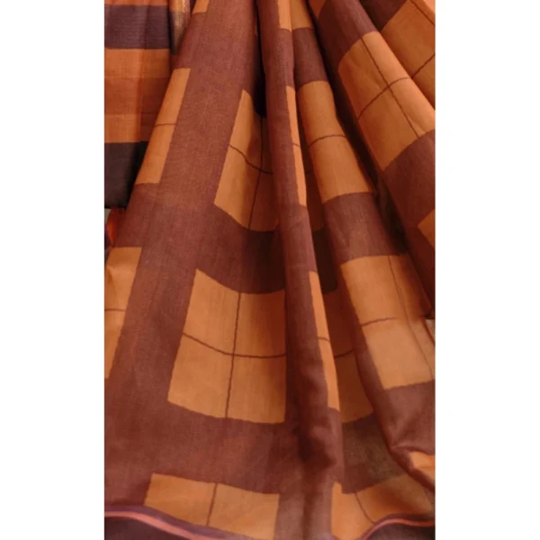 Women's Cotton Geometric Printed Saree With Blouse (Orange, 5-6 Mtrs)