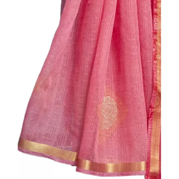 Women's Organza Floral Printed Saree With Blouse (Pink, 5-6 Mtrs)