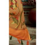Women's Cotton Traditional Printed Saree With Blouse (Saffron, 5-6 Mtrs)