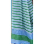 Women's Cotton Checks Printed Saree With Blouse (Sky Blue, 5-6 Mtrs)