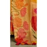 Women's Cotton Traditional Printed Saree With Blouse (Yellow, 5-6 Mtrs)