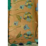 Women's Cotton Traditional Printed Saree With Blouse (Turquoise, 5-6 Mtrs)