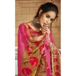 Women's Cotton Traditional Printed Saree With Blouse (Pink, 5-6 Mtrs)