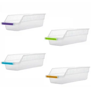 Generic Pack Of 4_Plastic Fridge Space Saver Food Storage Organizer Basket Rack (Color: Assorted)