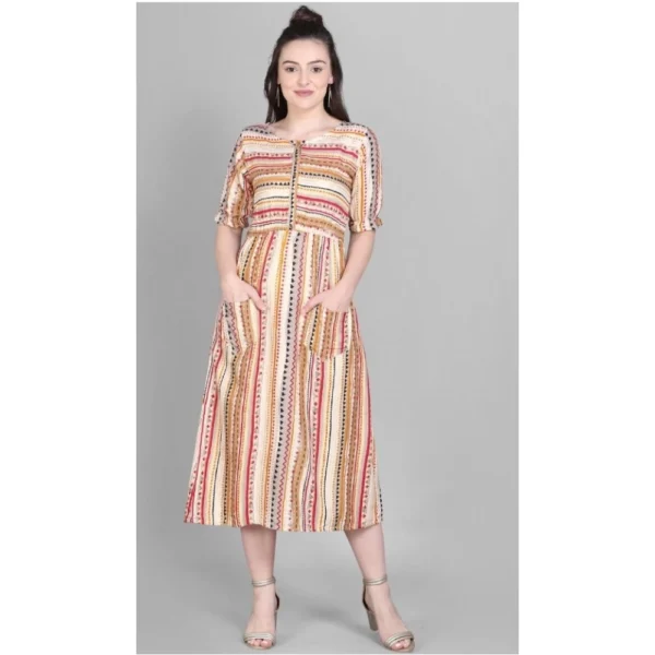 Women's Rayon Foil Printed Dresses (Multi Color)