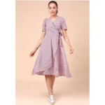 Women's Cotton Check Printed Dresses (Light Pink)