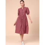 Women's Cotton Check Printed Dresses (Dark Light)