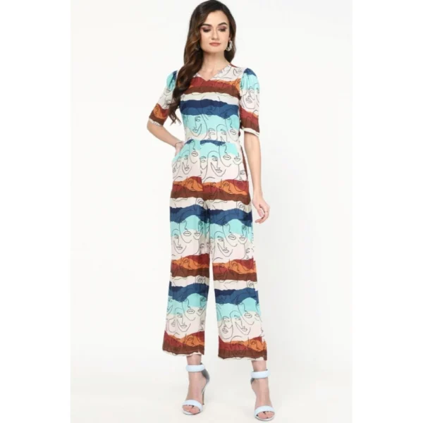 Women's Poly Rayon Printed Jumpsuit (Multi Color)