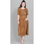 Women's Rayon Foil Printed Dresses (Mustard Yellow)