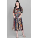 Women's Rayon Foil Printed Dresses (Multi Color)