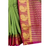 Women's Kanjivaram Silk Saree With Unstitched Blouse Piece (Green, 5-6 Mtrs)