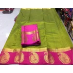 Women's Kanjivaram Silk Saree With Unstitched Blouse Piece (Green, 5-6 Mtrs)