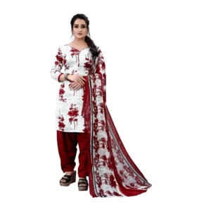 Women's Crepe Unstitched Salwar-Suit Material With Dupatta (Maroon, 2-2.5Mtrs)