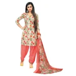 Women's Crepe Unstitched Salwar-Suit Material With Dupatta (Peach, 2-2.5Mtrs)