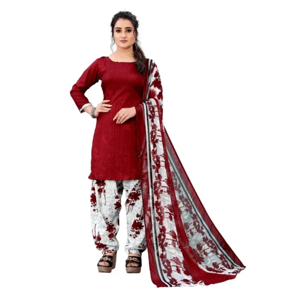 Women's Crepe Unstitched Salwar-Suit Material With Dupatta (Maroon, 2-2.5Mtrs)