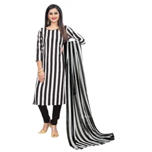 Women's Crepe Unstitched Salwar-Suit Material With Dupatta (Black, 2-2.5Mtrs)