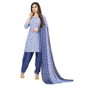 Women's Crepe Unstitched Salwar-Suit Material With Dupatta (Blue, 2-2.5Mtrs)