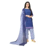 Women's Crepe Unstitched Salwar-Suit Material With Dupatta (Blue, 2-2.5Mtrs)