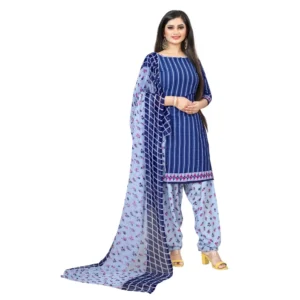 Women's Crepe Unstitched Salwar-Suit Material With Dupatta (Blue, 2-2.5Mtrs)