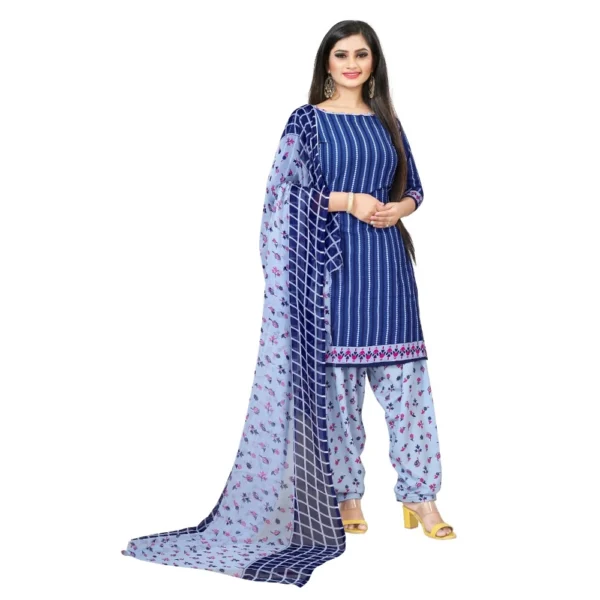 Women's Crepe Unstitched Salwar-Suit Material With Dupatta (Blue, 2-2.5Mtrs)
