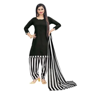 Women's Crepe Unstitched Salwar-Suit Material With Dupatta (Black, 2-2.5Mtrs)