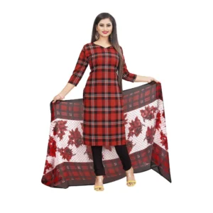 Women's Crepe Unstitched Salwar-Suit Material With Dupatta (Black And Red, 2-2.5Mtrs)