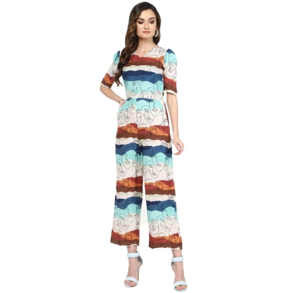 Women's Poly Rayon Printed Jumpsuit (Multi Color)