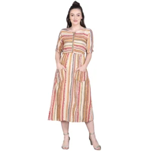 Women's Rayon Foil Printed Dresses (Multi Color)
