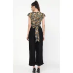 Women's Poly Rayon Printed Plain Jumpsuit (Black)