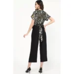 Women's Poly Rayon Printed Plain Jumpsuit (Black)