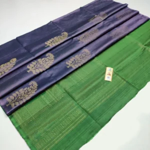 Women's Borderless Kanjivaram Silk Sarees With Unstitched Blouse (Grey)