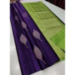 Women's Borderless Kanjivaram Silk Sarees With Unstitched Blouse (Purple)