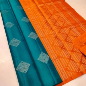 Women's Borderless Kanjivaram Silk Sarees With Unstitched Blouse (Sky Blue)