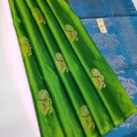 Women's Borderless Kanjivaram Silk Sarees With Unstitched Blouse (Green)