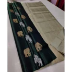 Women's Borderless Kanjivaram Silk Sarees With Unstitched Blouse (Green)