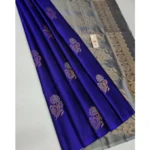 Women's Borderless Kanjivaram Silk Sarees With Unstitched Blouse (Purple)